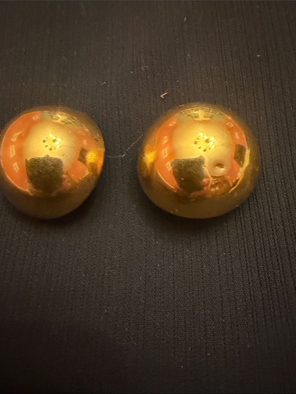 Vintage Gold Tone Dome Button clip on Earrings
